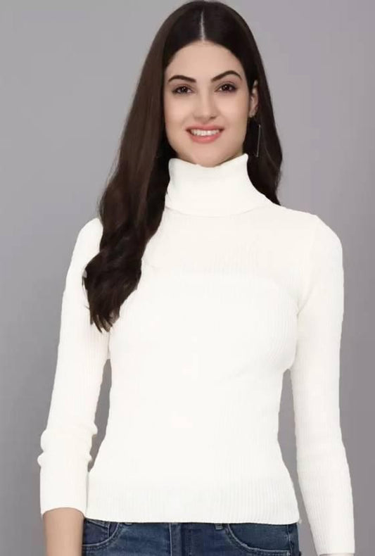 Women Solid High Neck Sweater